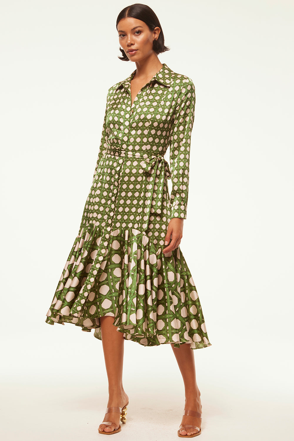 COS Bow Mini Shirt Dress in Green