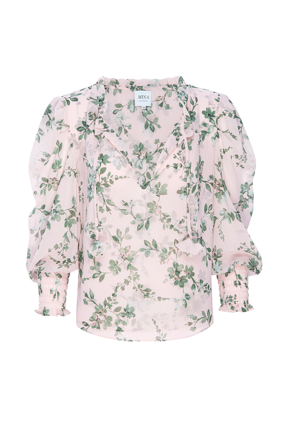 MISA Los popular Angeles Revolve Siena Blouse Floral Chiffon Long Sleeve Tie Neck Boho