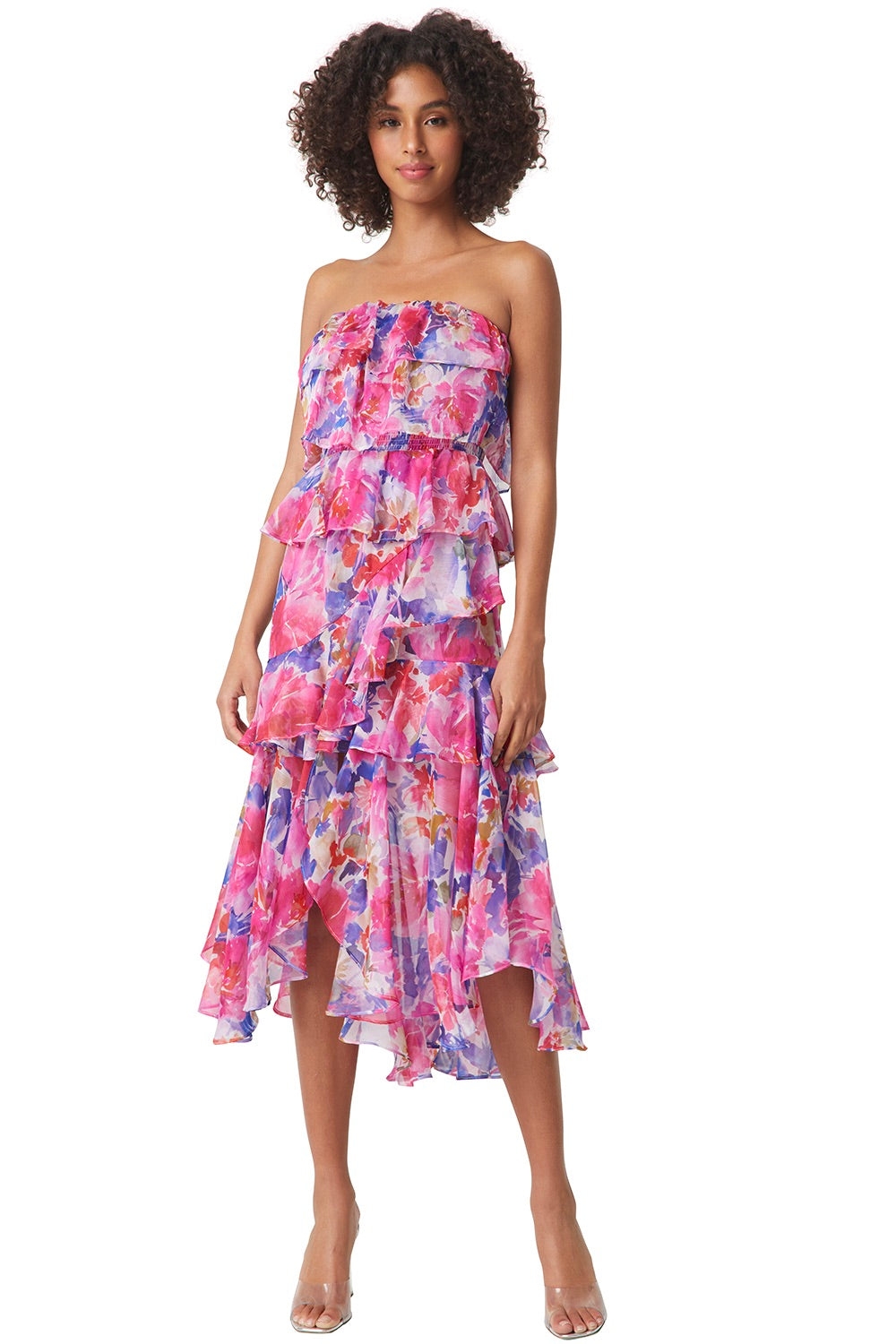 MISA Los Angeles Colette High-Low Floral Chiffon Dress