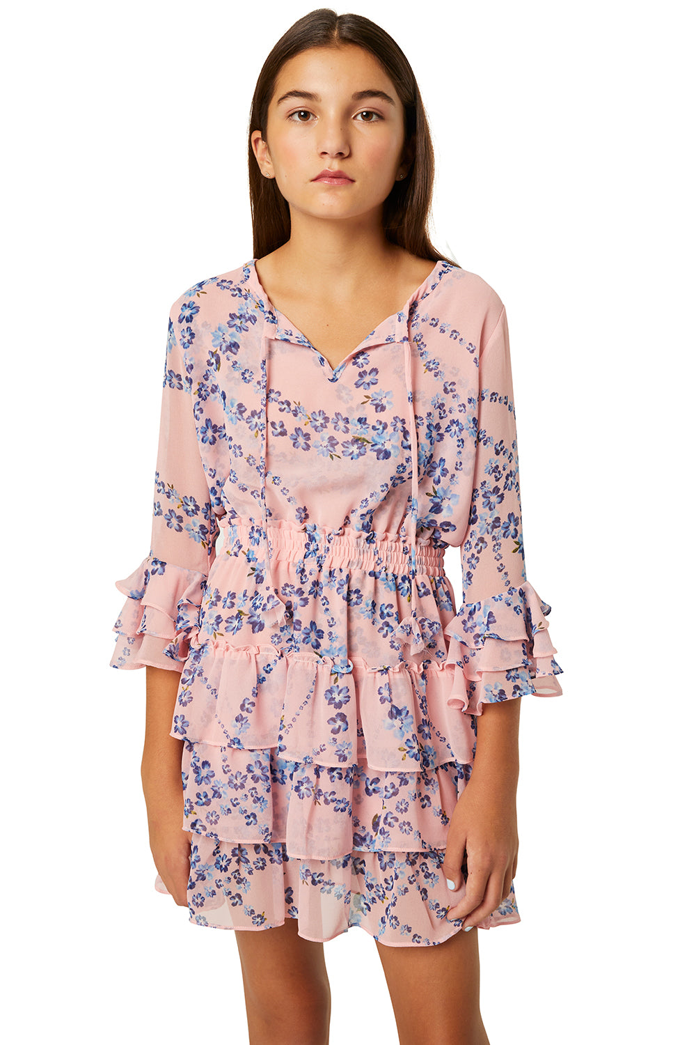 MISA Los purchases Angeles // Angelica Pink Floral Embroidery Off-Shoulder Mini Dress S